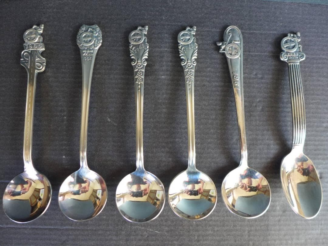 時代物【未使用】全日本自動車ショー　記念スプーン　箱付6点　旧車　昭和レトロ