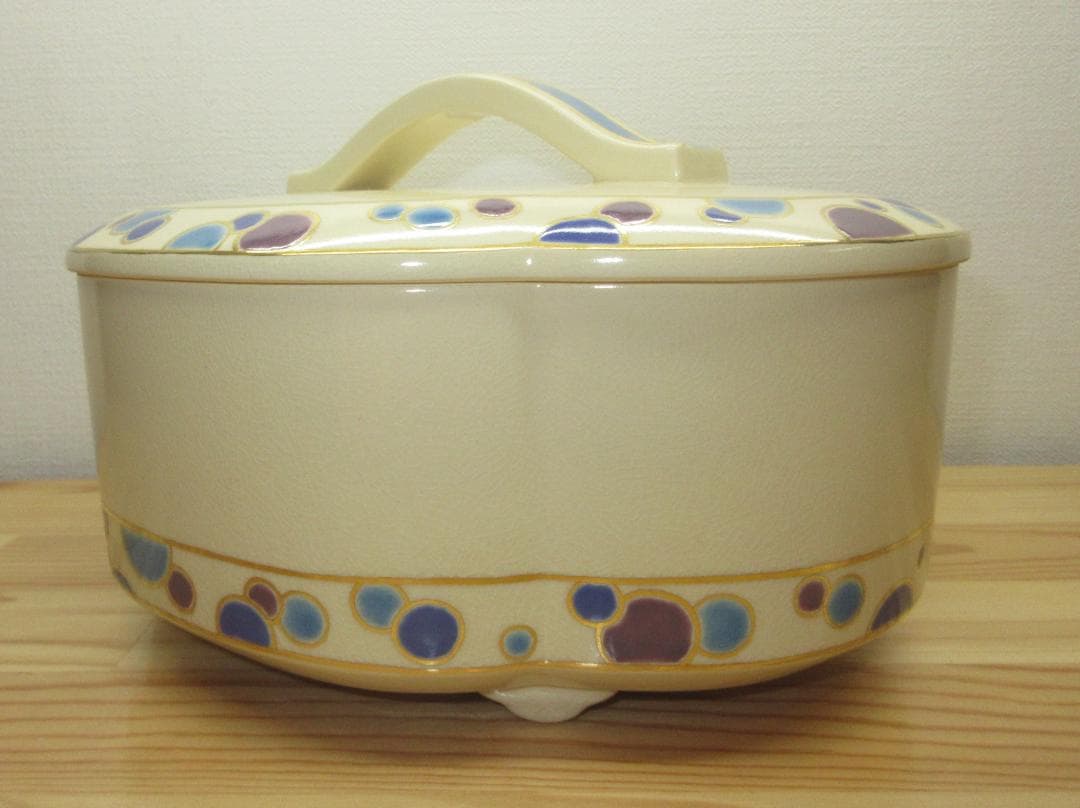 送料込【逢絢亭・新品】茶道具 食籠 喰篭 京焼 ツボツボの絵 手塚石雲 共箱入り