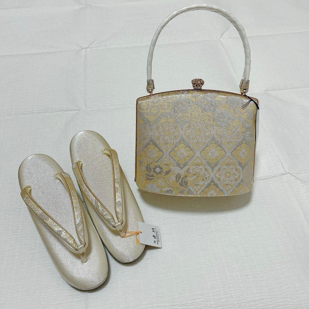 神田胡蝶　和装バッグ　草履　セット　フォーマル　金銀　礼装　未使用品