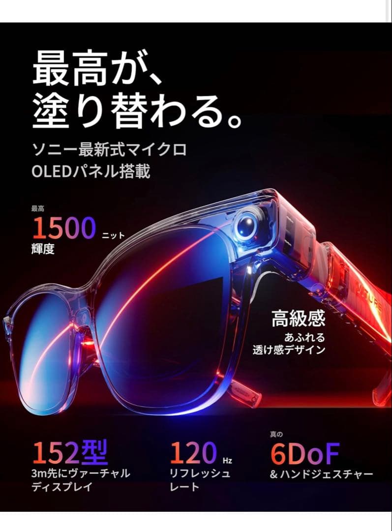 VRグラス VITURE Luma Ultra AR/XR グラス 152インチ