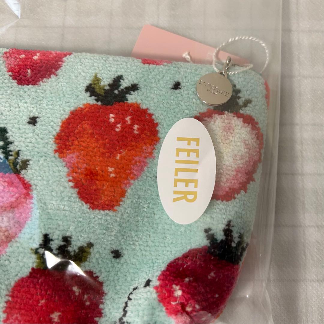 ラブラリー♡ストロベリードットハンカチ＆ストロベリードット舟型ポーチMフェイラー