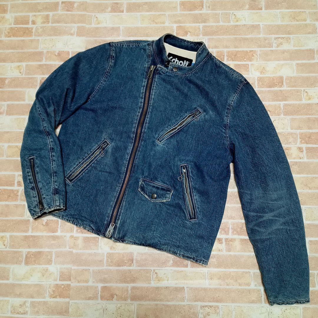 SCHOTT ショット　デニム　ライダースジャケット 古着 ダメージ加工