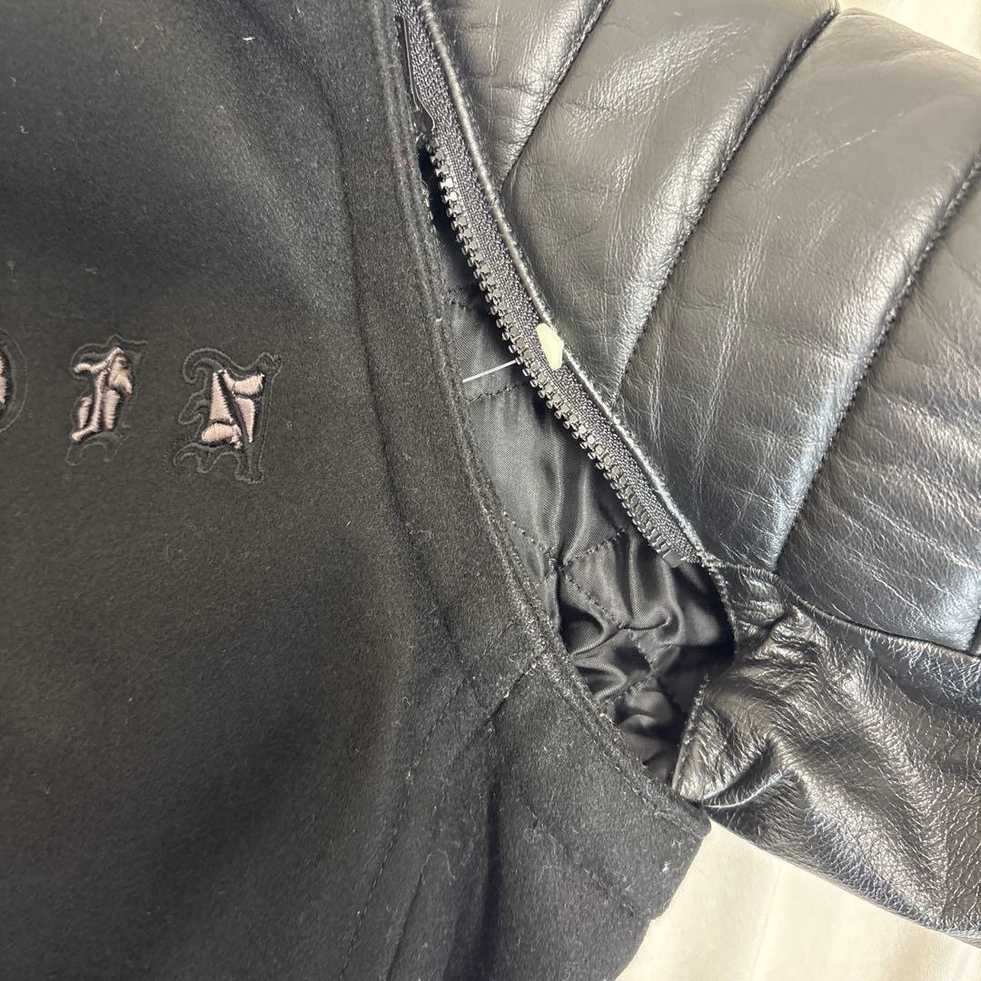 【レア】ROEN 2way 袖レザー スタジャンヒョウ柄裏地　スカル刺繍