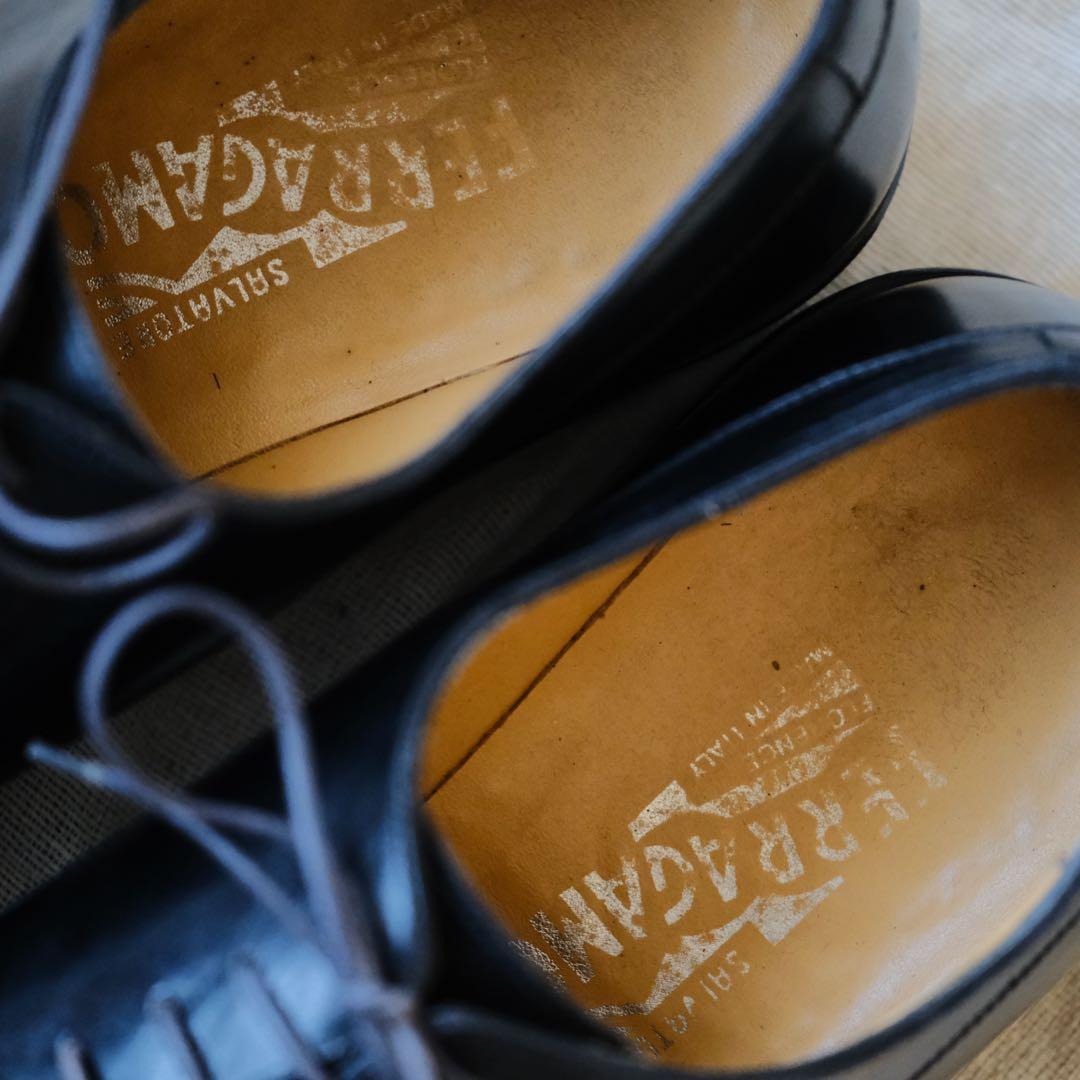 Salvatore FerragamoスクエアプレーントゥSTANFORD黒75