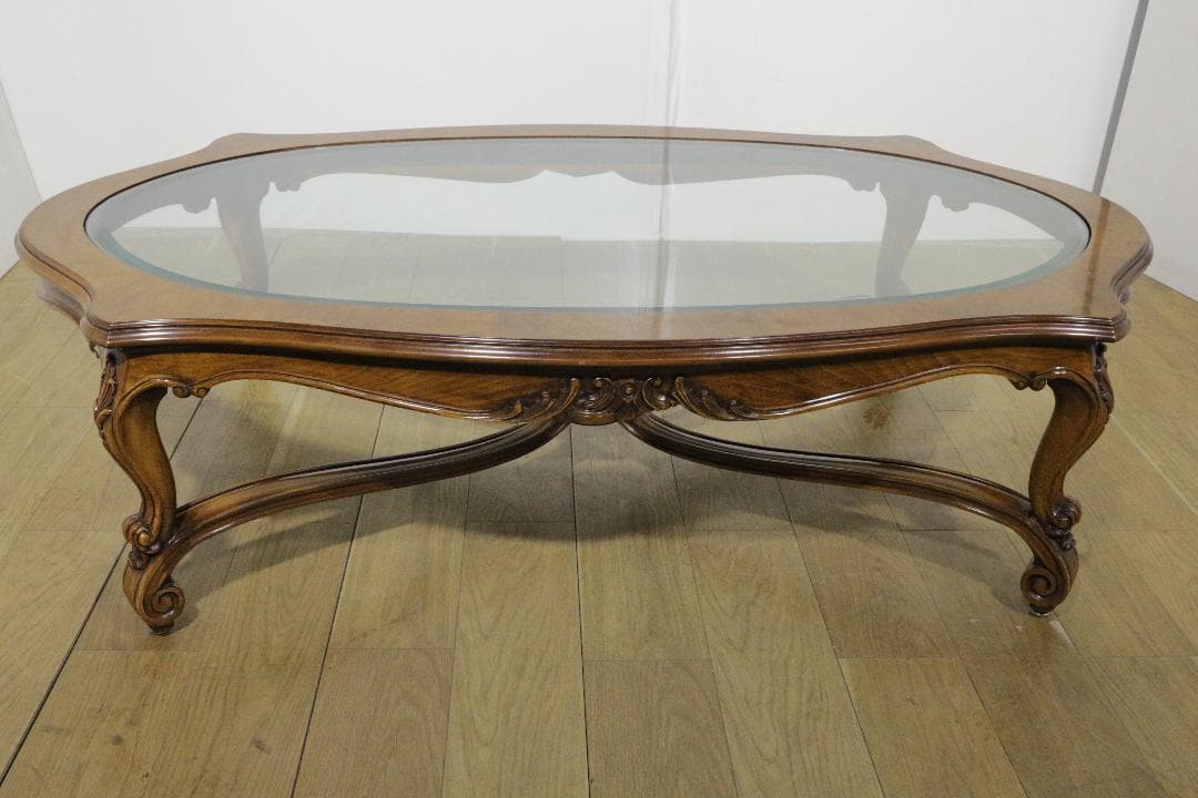 KARGES FUNITURE★木製センターテーブル★ガラス天板★ネコ脚★