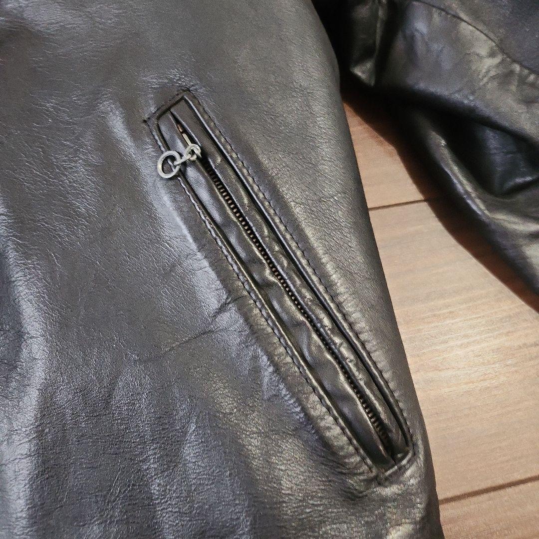 黒 レザー シングルライダースジャケット 38