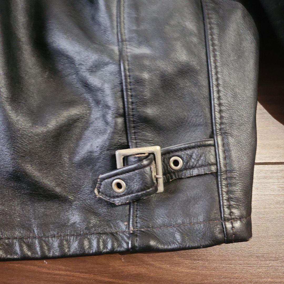 黒 レザー シングルライダースジャケット 38