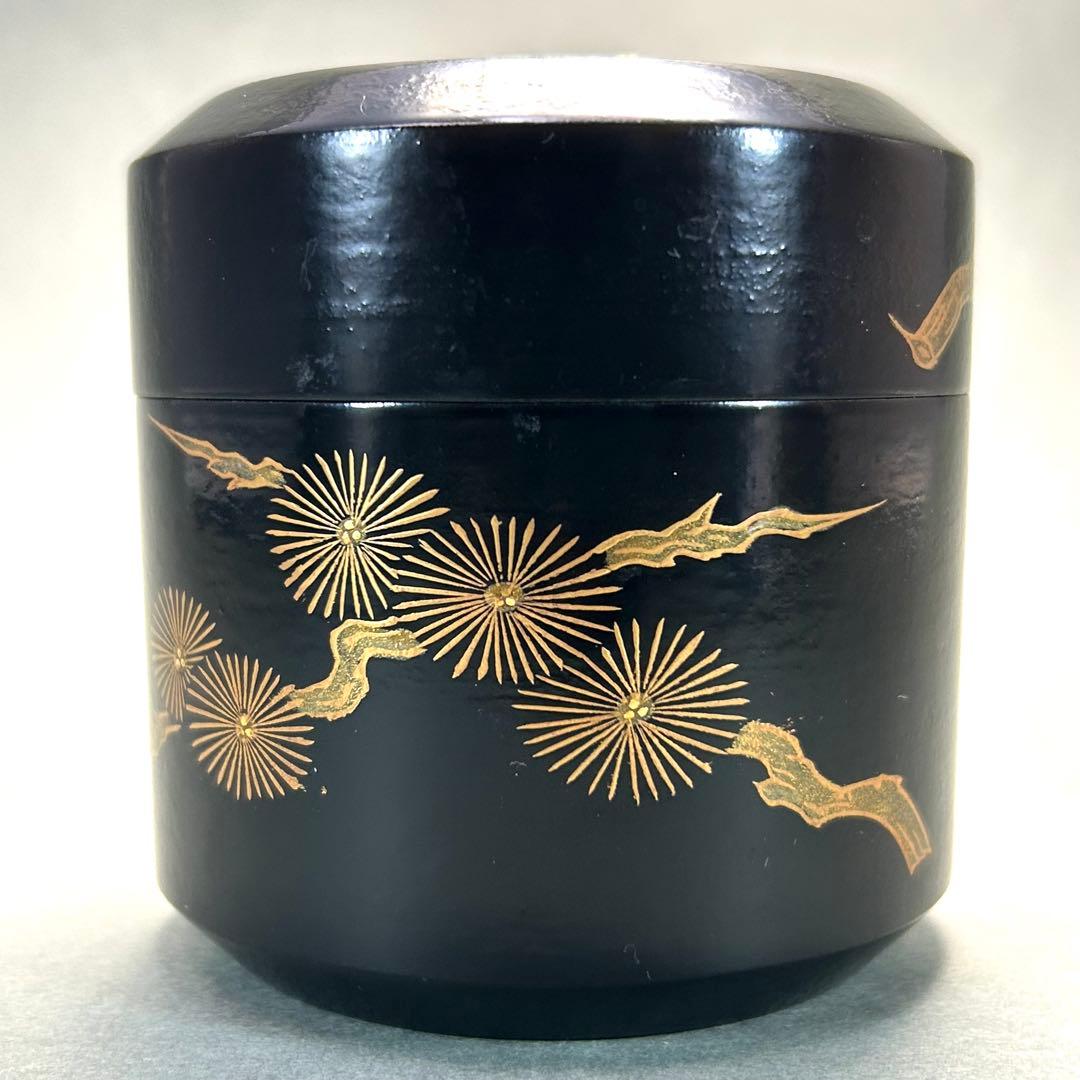 棗　『石井隆鳳　内金砂子　唐松蒔絵』　即中斎好　雪吹　お茶道具　共箱　工芸品