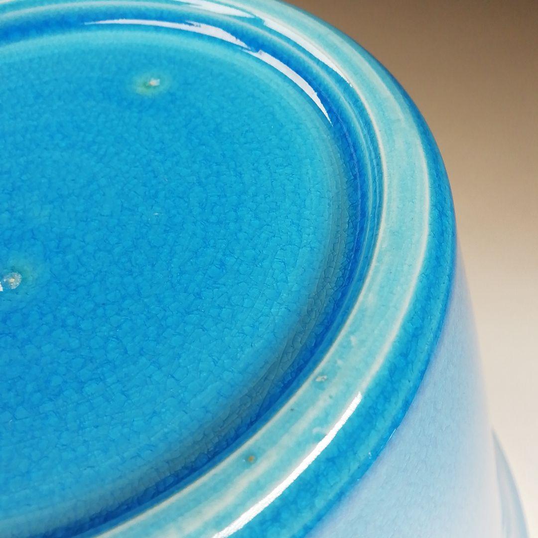 Ｔ７４２　水指　『浅黄交趾　末広』『御室窯』　共箱　茶道具