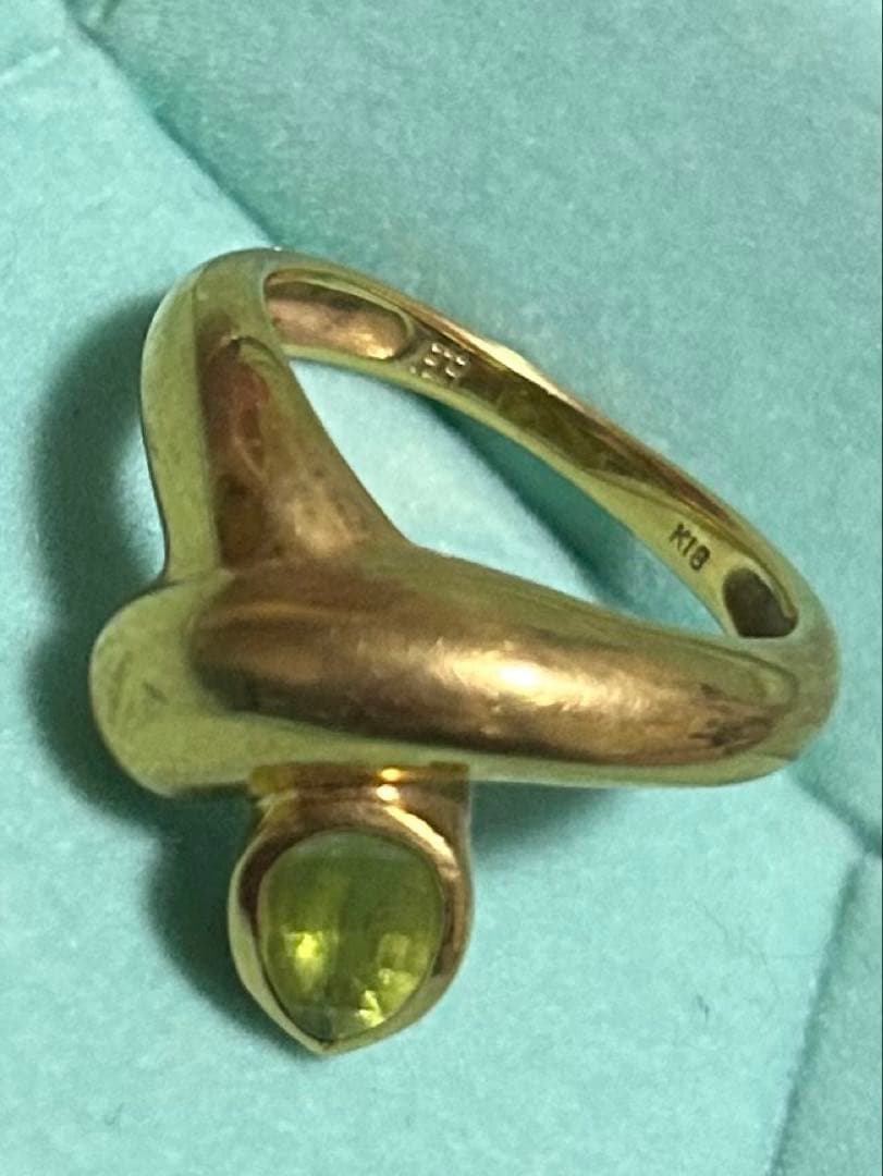 K18 ペリドット デザインリング