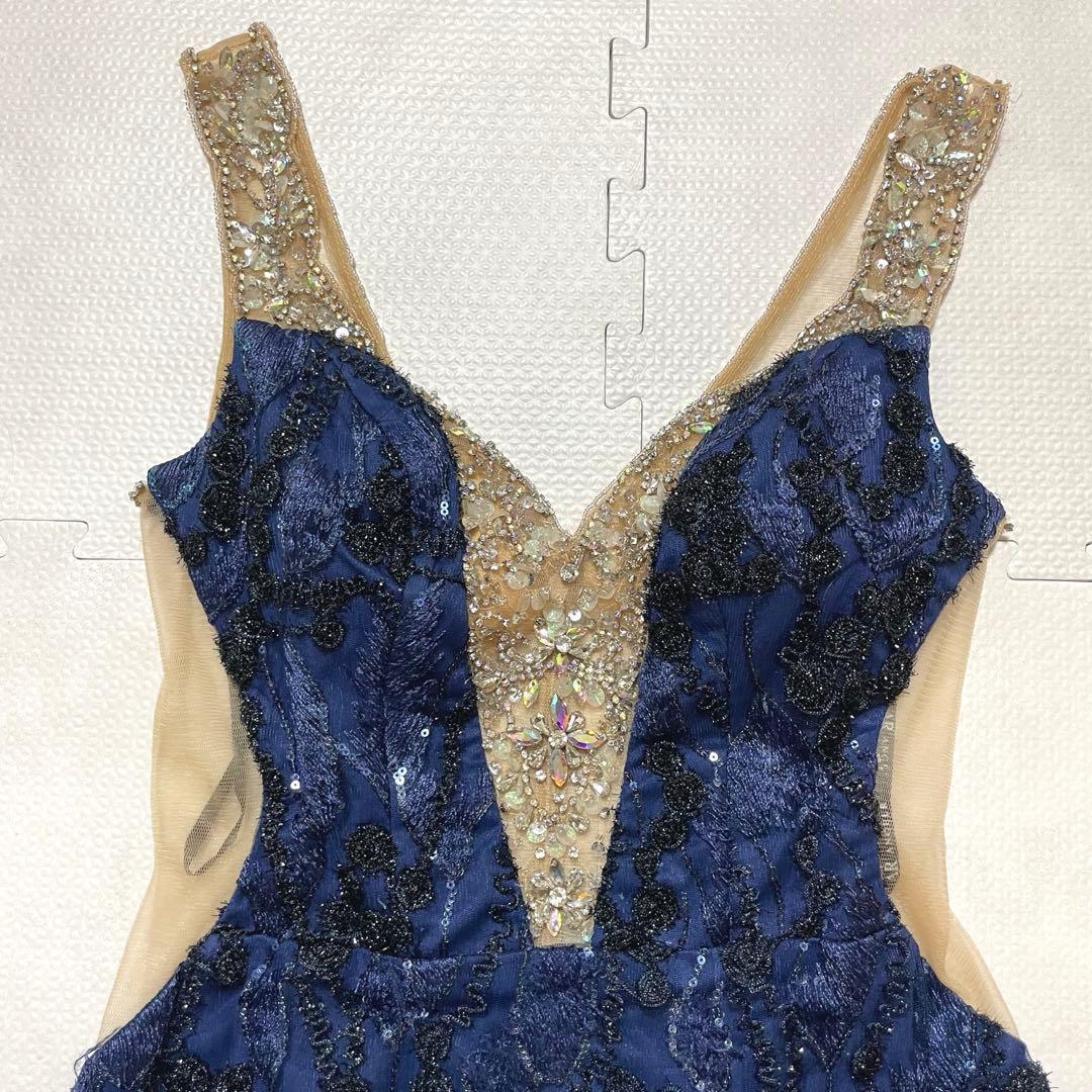 AngelR エンジェルアール ドレス キャバクラ ビジュー シアー ラメ 青