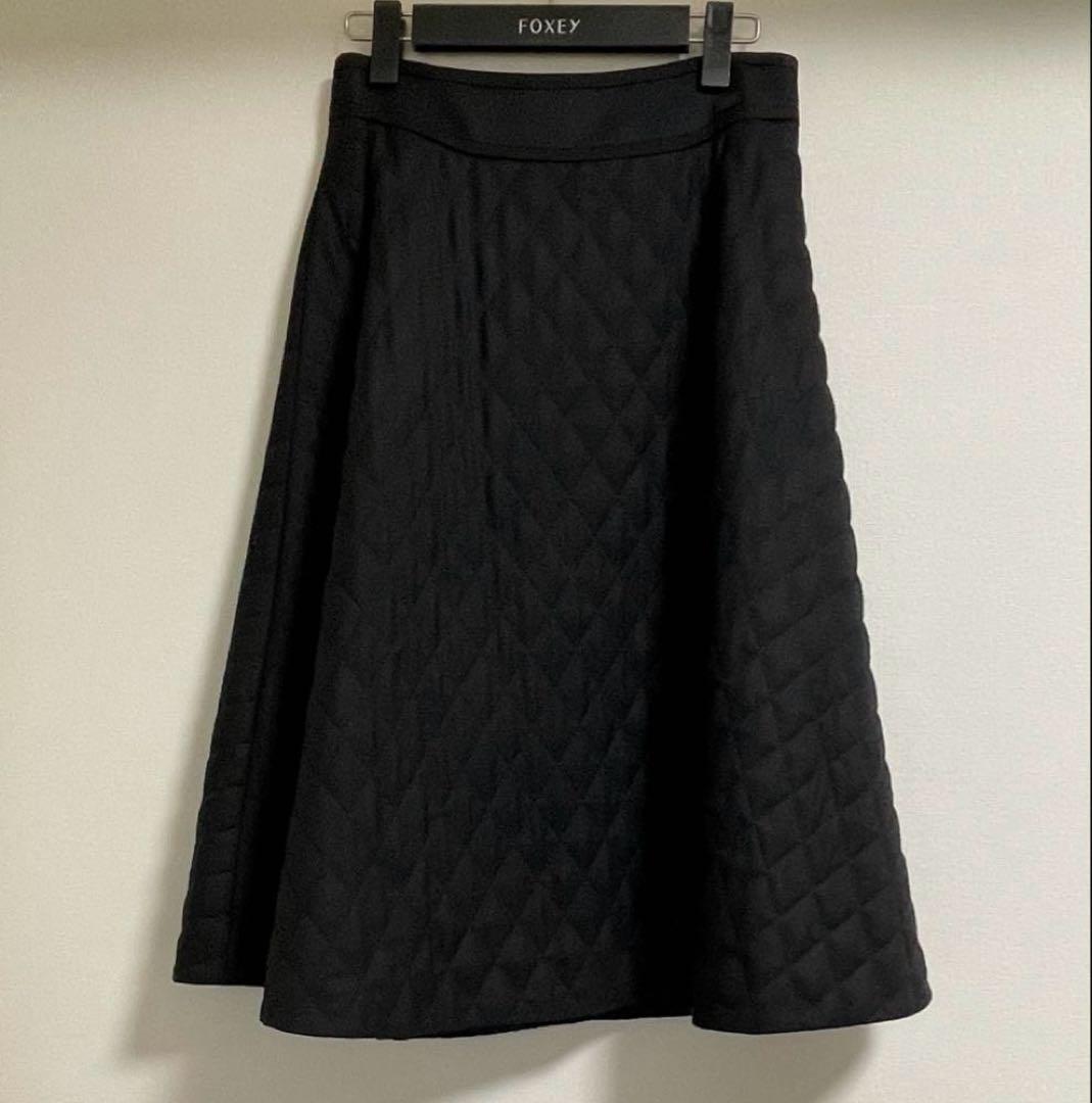 フォクシー キルティングスカート 43043 クロス リリー ブラック