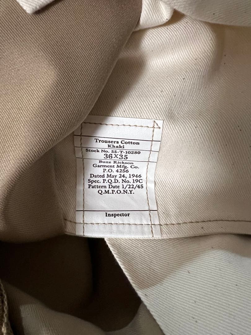 BUZZRICKSON'Sミリタリーチノ No. M43035 1945モデル