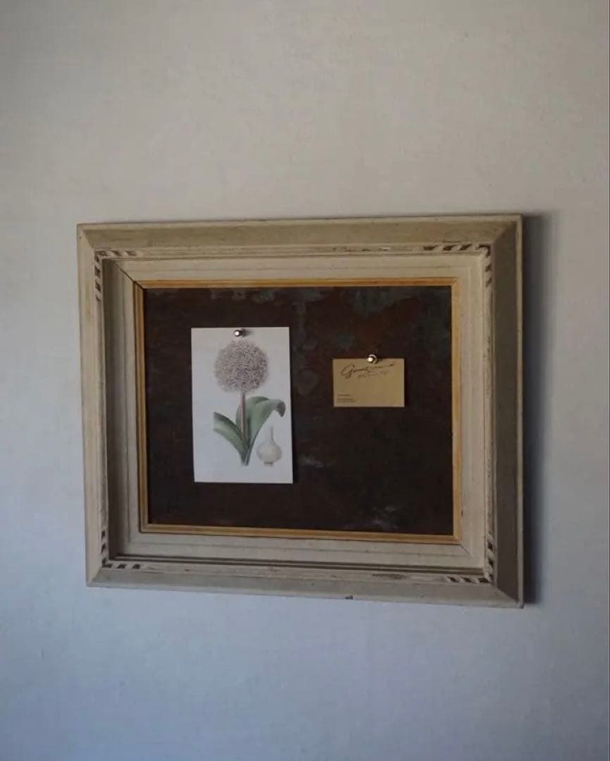 大きなアンティークフレームのブリキサインボード　看板　店舗什器　額縁　古道具