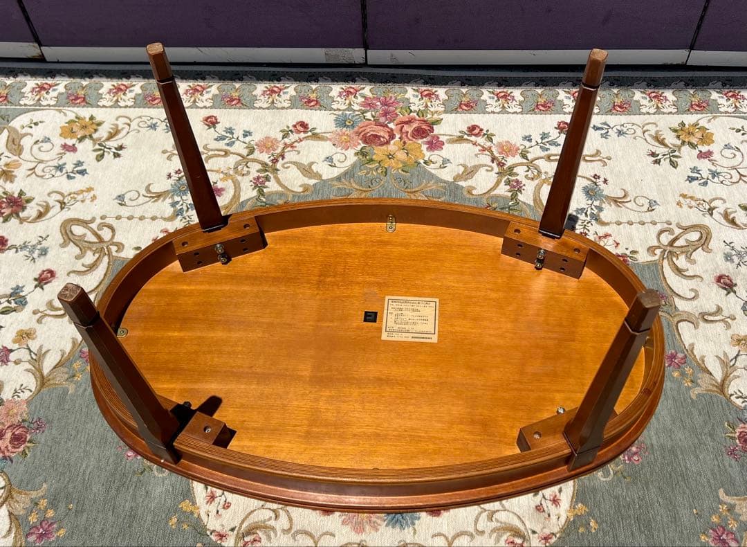 楕円形ブラウン木製テーブル人気アンティーク コスガ家具センターテーブル