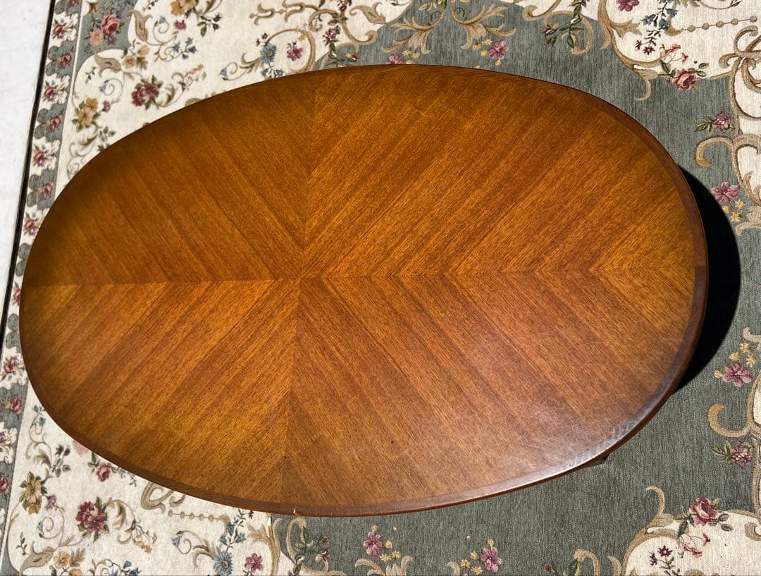 楕円形ブラウン木製テーブル人気アンティーク コスガ家具センターテーブル