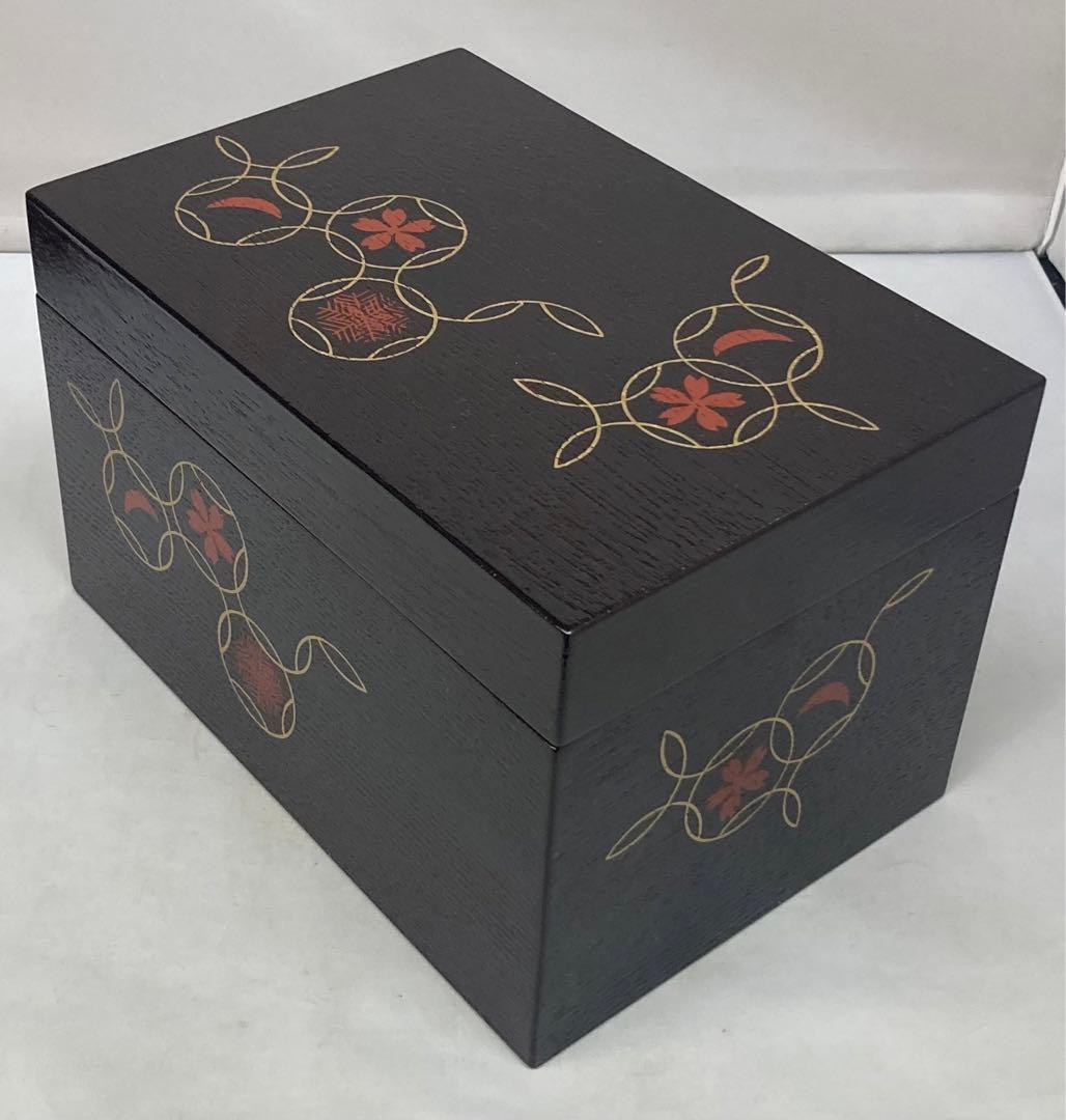 B216 茶箱セット 19点　雪月花　七宝繋文　溜漆　描き合わせ塗　茶道具