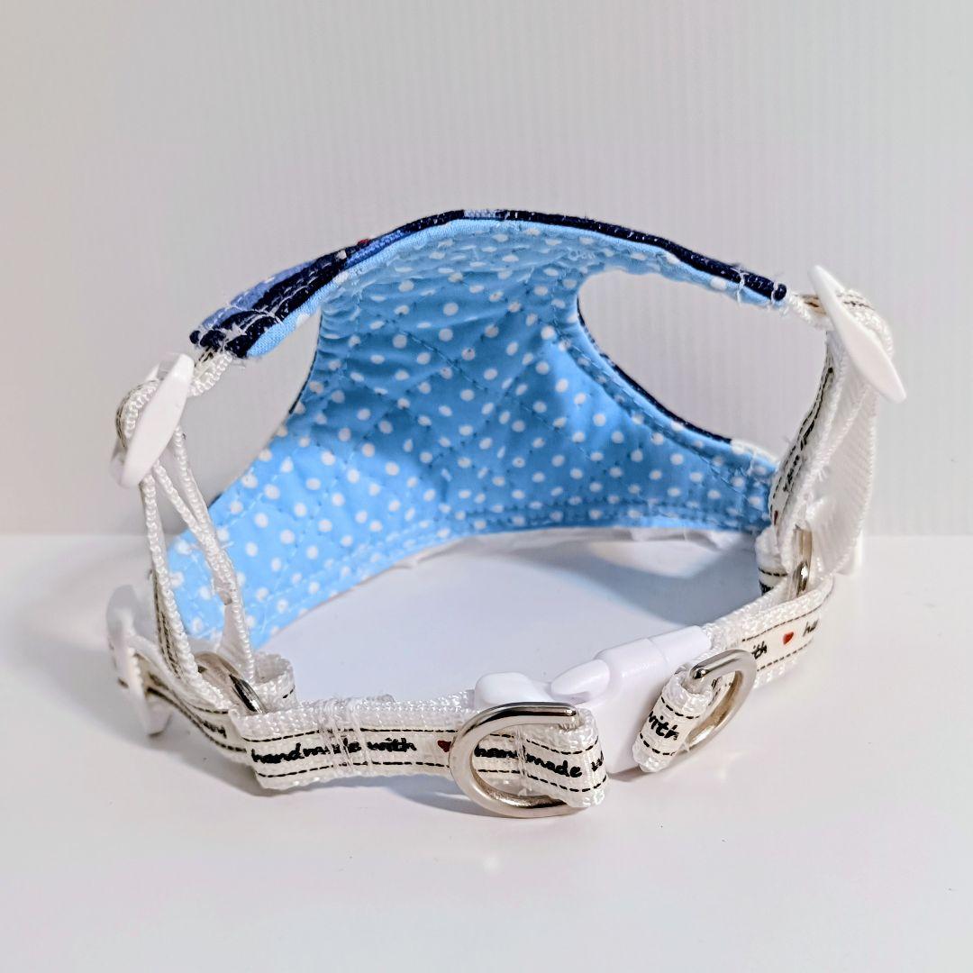 小型犬用 ハーネス Mサイズ ハンドメイド 北欧風 花柄 デニム