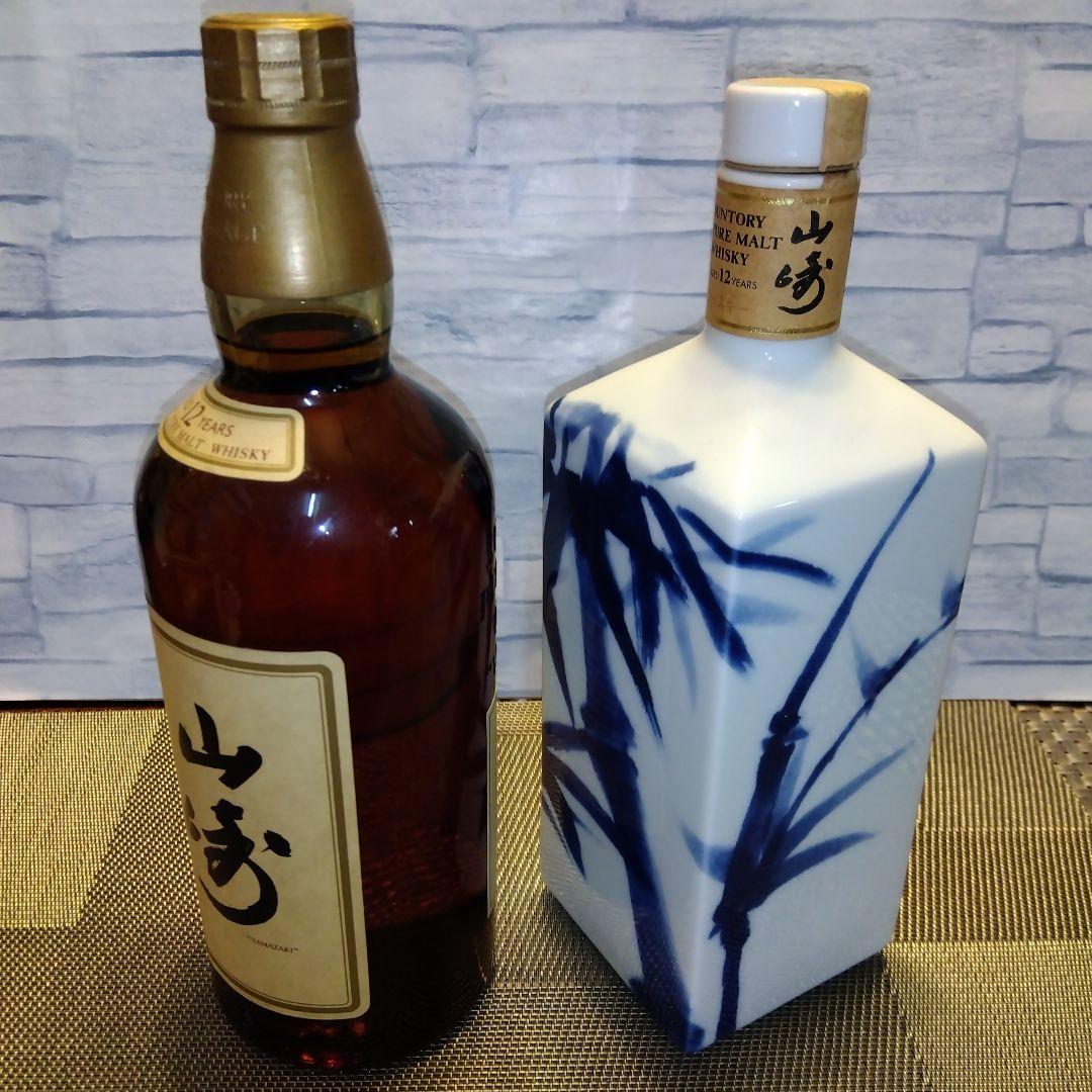 ★ サントリー ピュアモルト 山崎12年  / 未開栓＆空き陶器山崎竹林ボトル