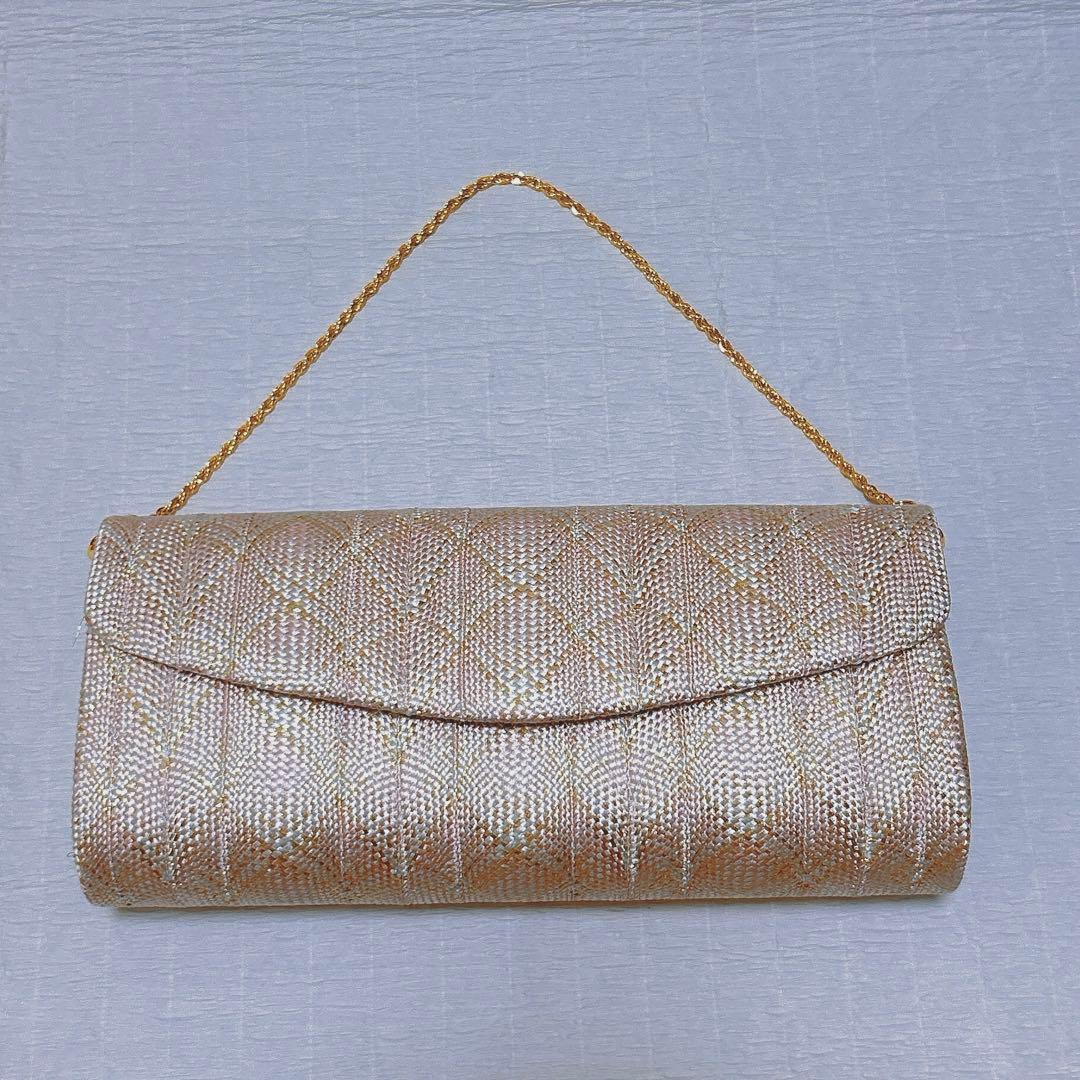 白梅謹製　和装バッグ　クラッチバッグ　フォーマル　組紐　絹　金糸　ピンク　未使用