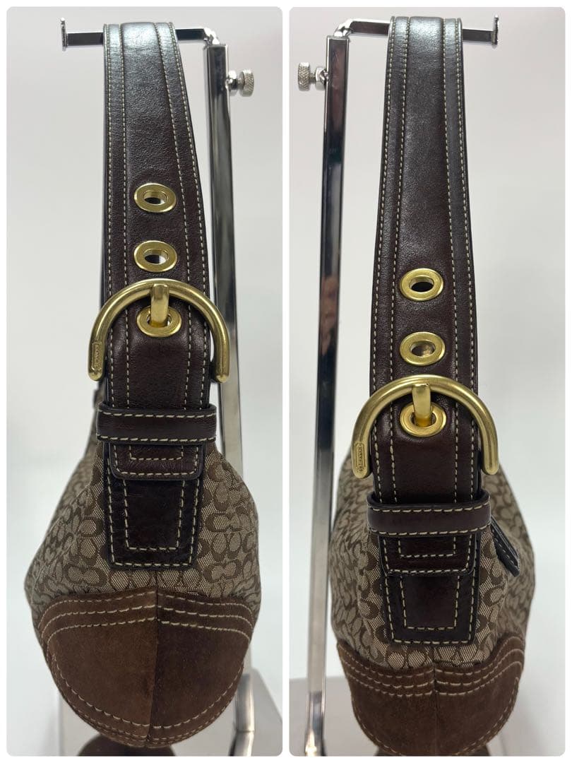 COACH シグネチャー ワンショルダー キャンバス レザー スエード 2154