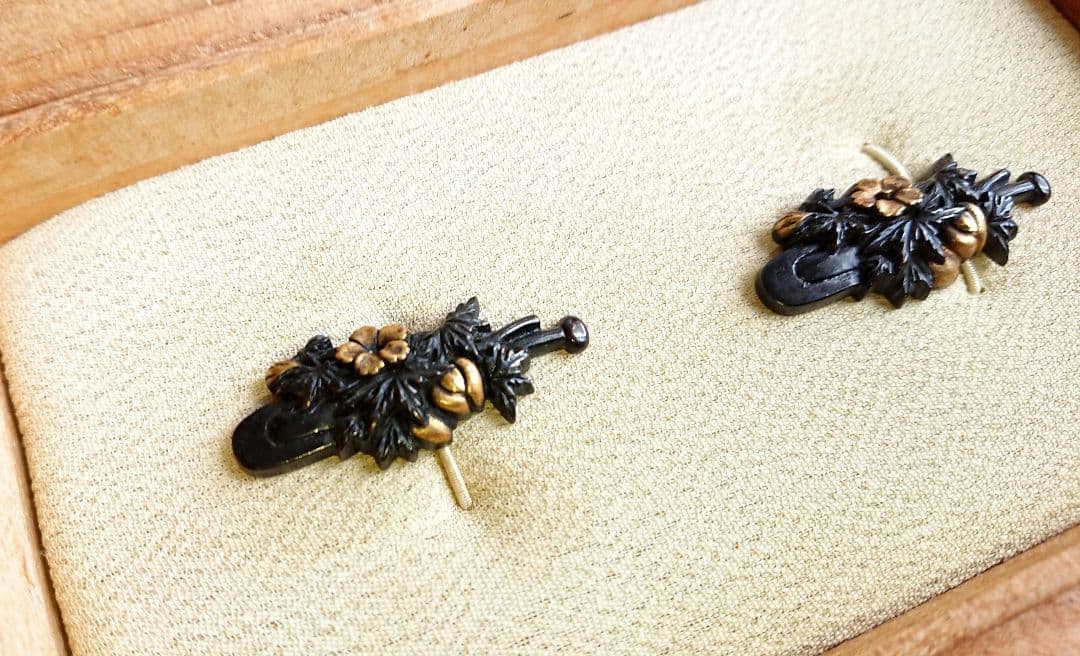 江戸時代後期 目貫 精密細工 江戸期 刀装具 武具 草花