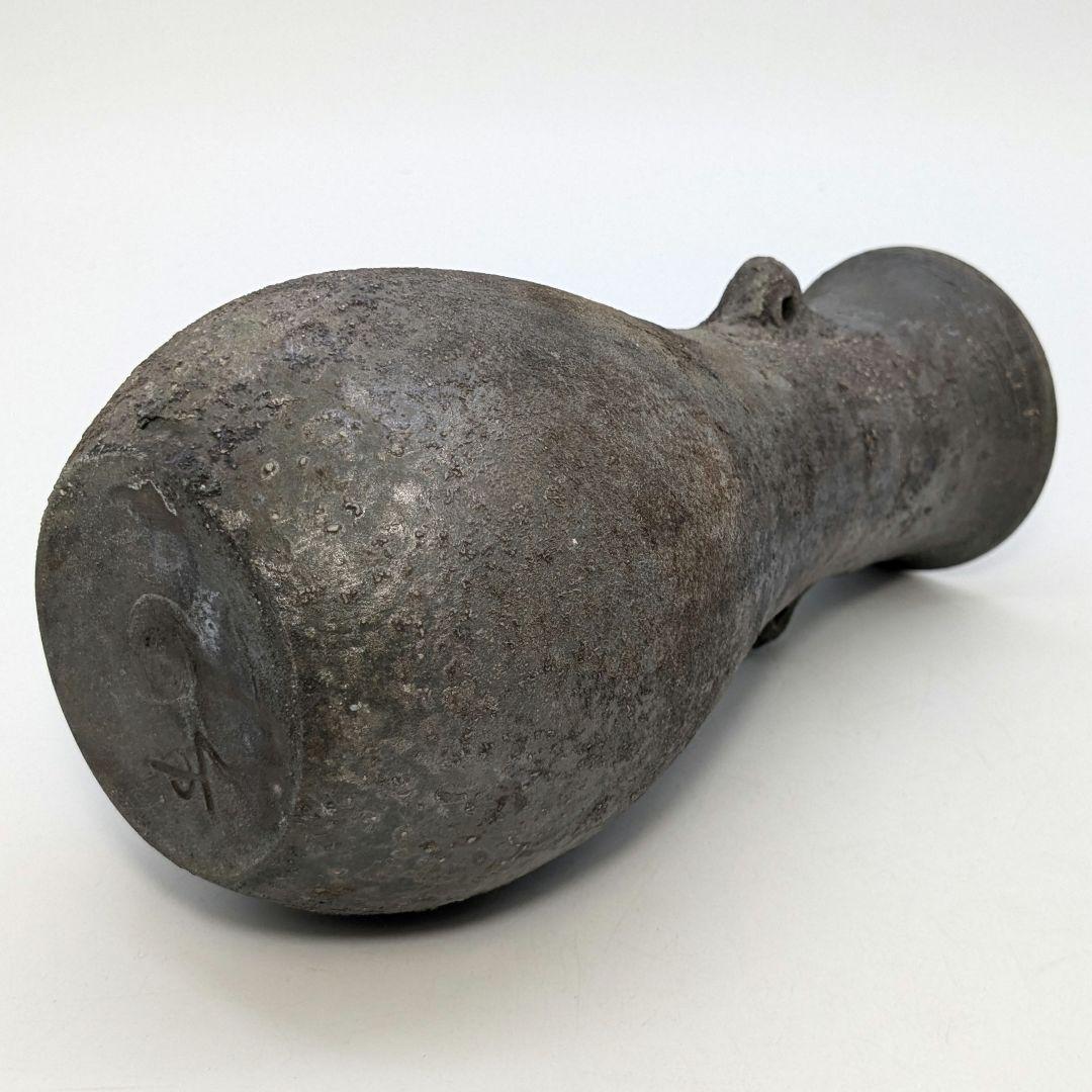 岡山県重要無形文化財 山本出 備前焼 耳付花入 備前須恵 花瓶 花器 置物 窯変