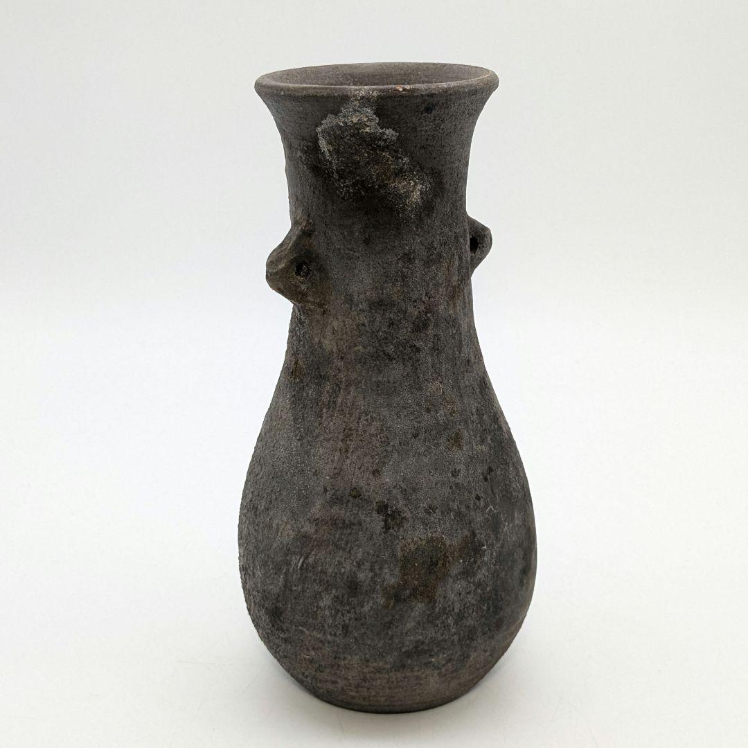 岡山県重要無形文化財 山本出 備前焼 耳付花入 備前須恵 花瓶 花器 置物 窯変