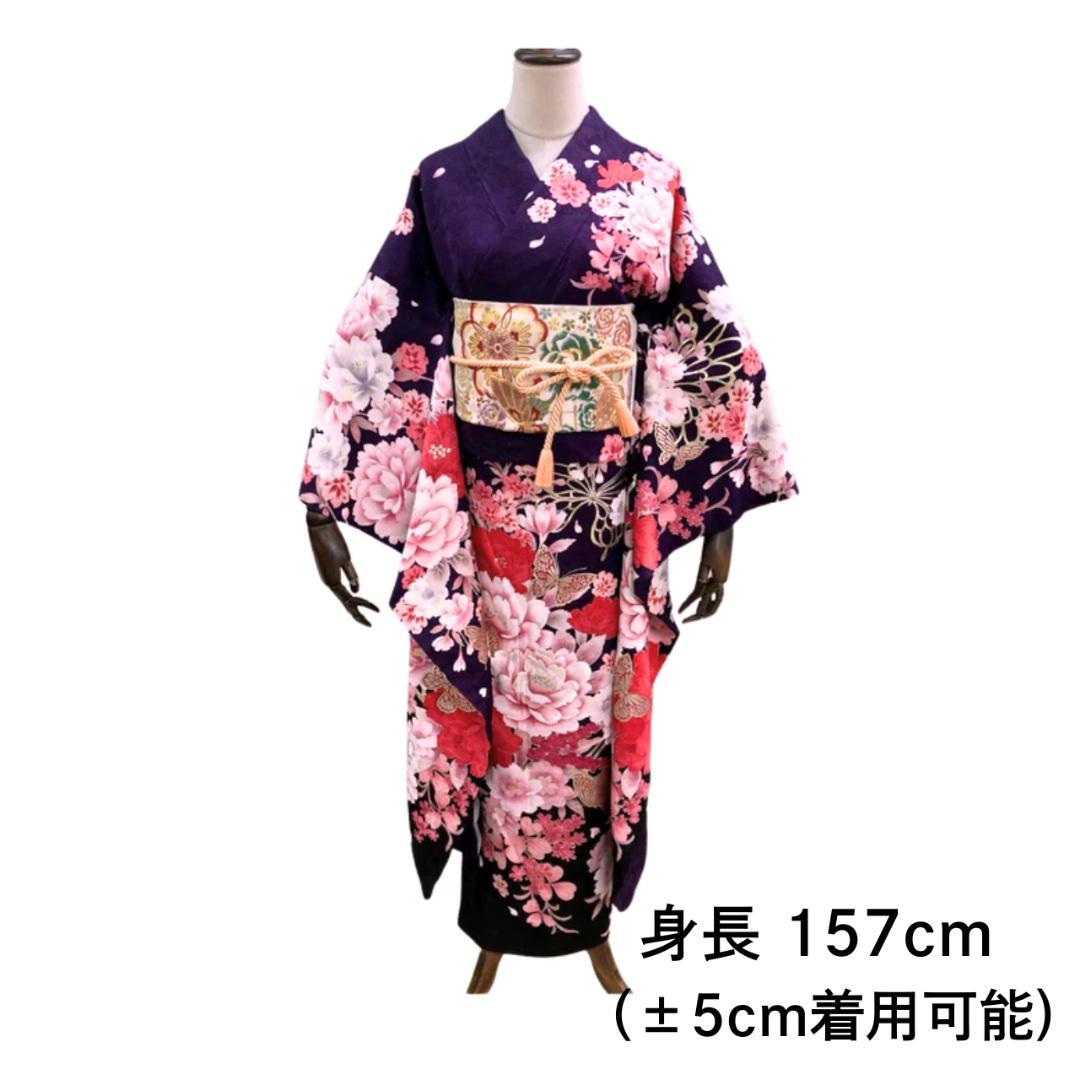 ≪早い者勝ち≫【美品】 振袖セット 成人式 正絹 振袖 現代柄 紫 -184 ●