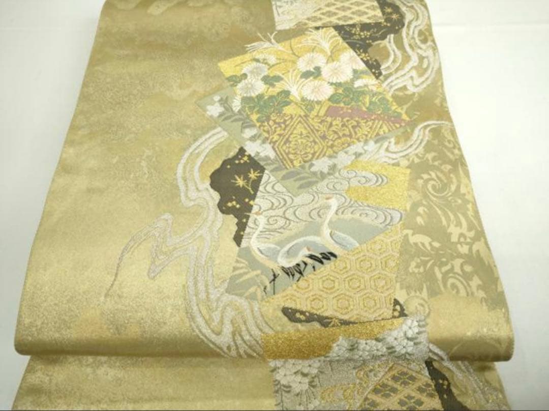 振袖フルセット6点M〜Lサイズ駒刺繍　雲取り金箔　正絹　売り切り終了