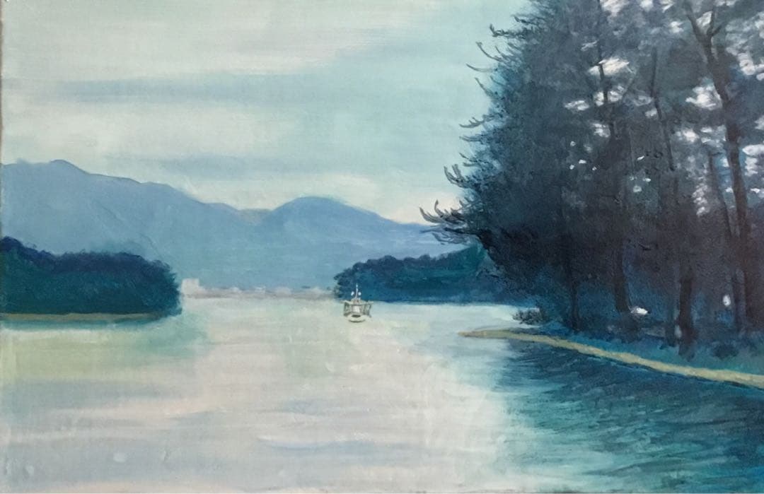 油絵「雨上がり」P4号