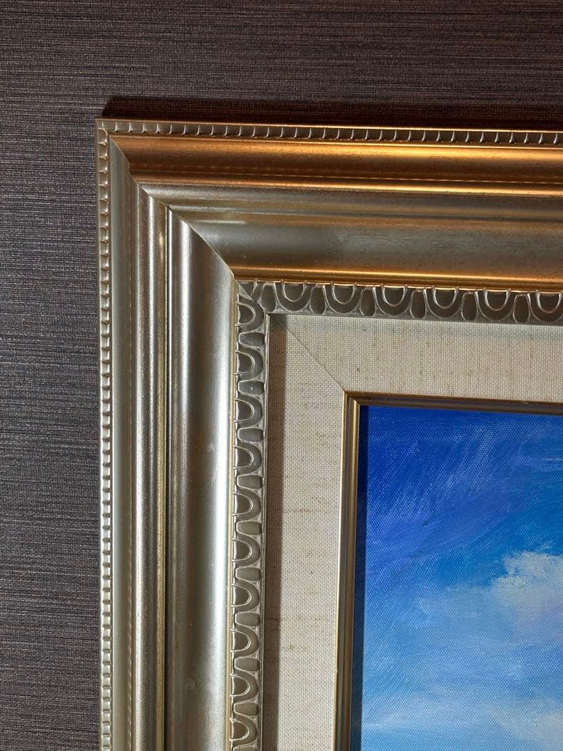 セルジュ・ルゴンによる「地中海への道」 風景画 油彩 海と町の風景