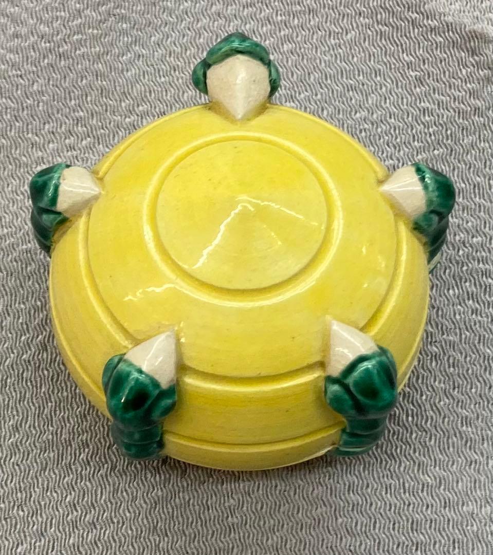 B15s  清閑寺窯　祥平造　黄南京宝珠香合　共箱　京都　茶道具香道具  竜