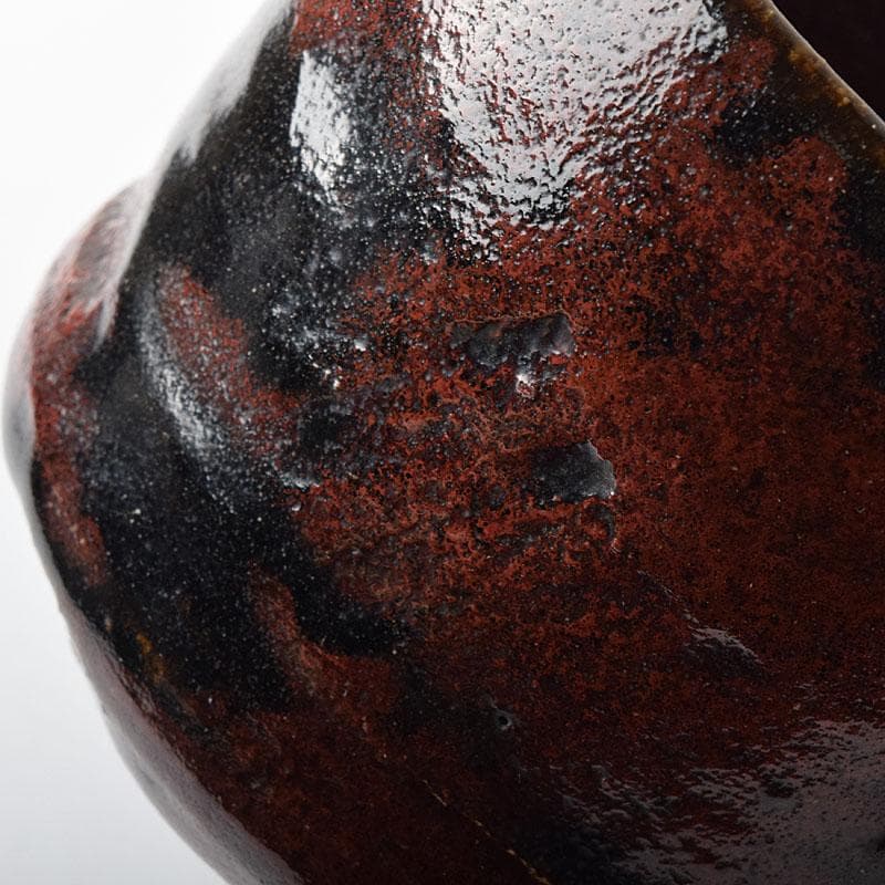 茶道具　楽吉左衛門作　黒楽筒茶碗　仕覆付　共箱　M　R8725