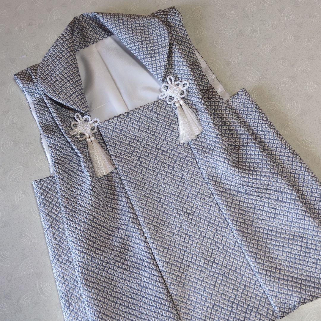 七五三３歳男の子正絹着物と正絹総絞り手縫いの被布（長襦袢付き）