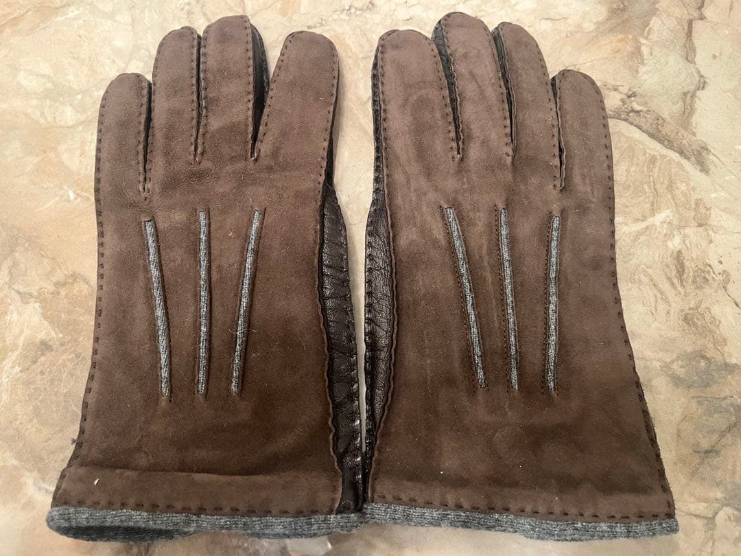 Loro Piana 手袋　茶スエード　ベビーカシミア裏地付