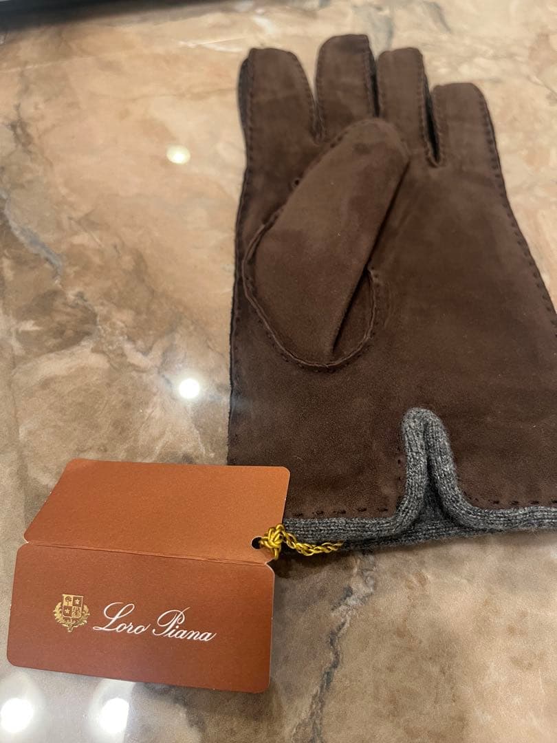 Loro Piana 手袋　茶スエード　ベビーカシミア裏地付