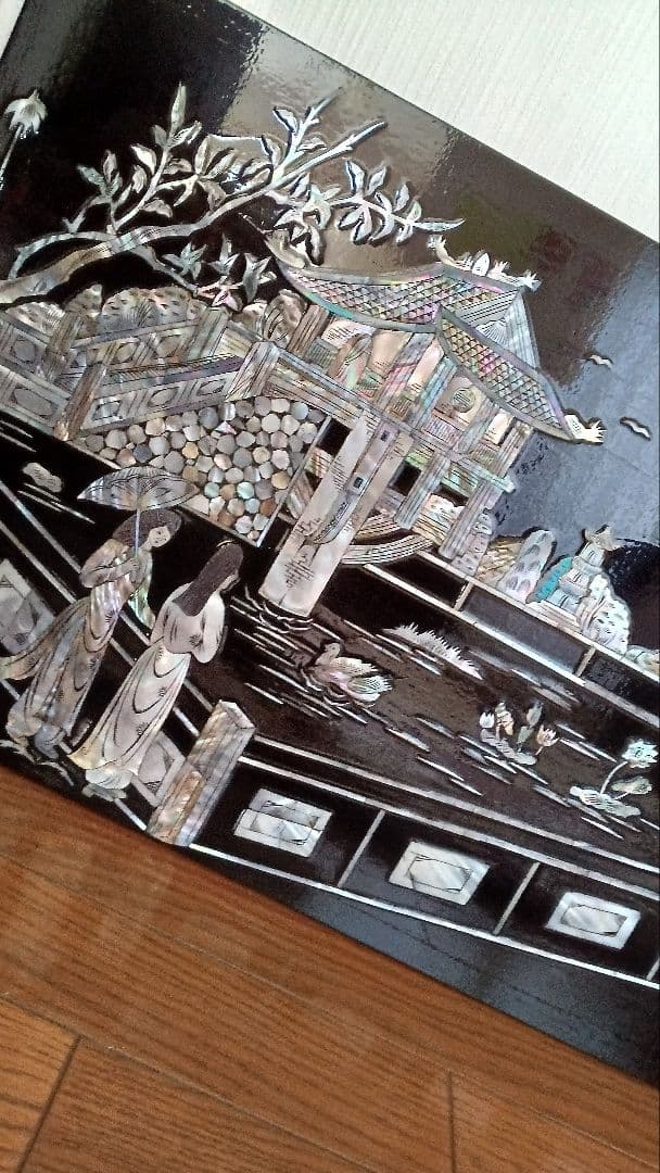 螺鈿細工　壁掛け　中国工芸　アンティーク　59×39.5cm