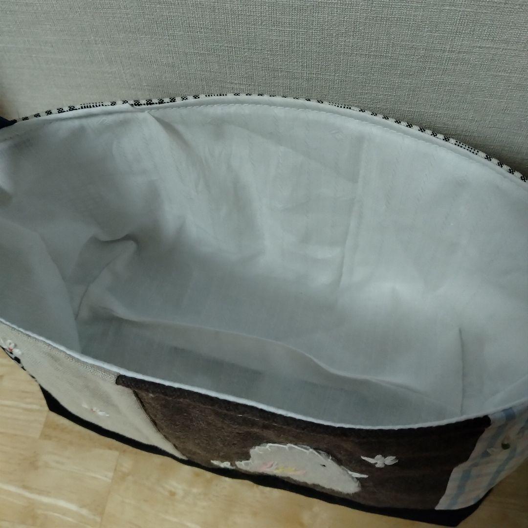 81ハンドメイド リメイク 布バスケット　ファブリックバスケット　小物入れ　鳥