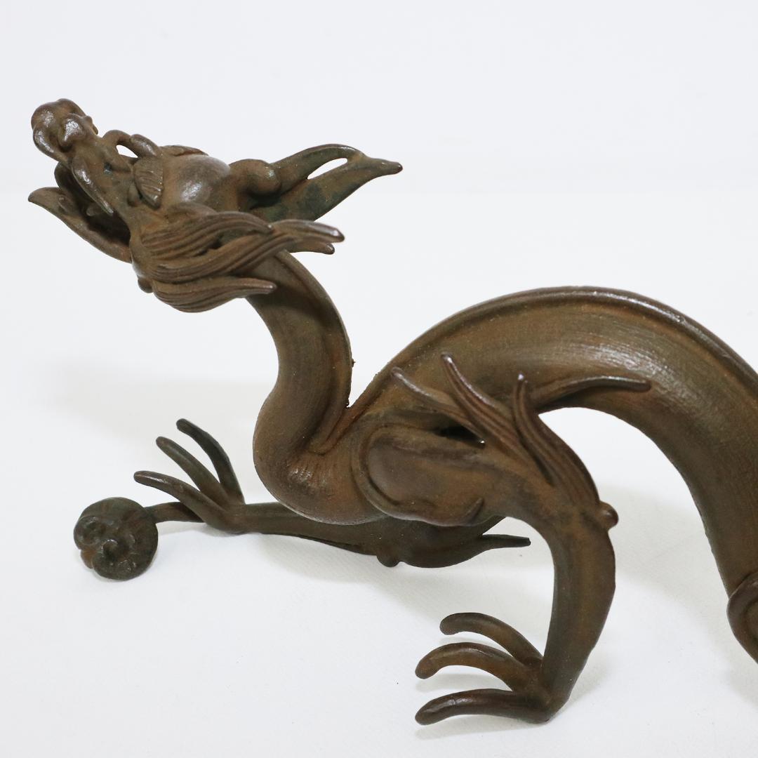 蝋型師 須賀月真 作 鋳銅 雨龍 置物 共箱