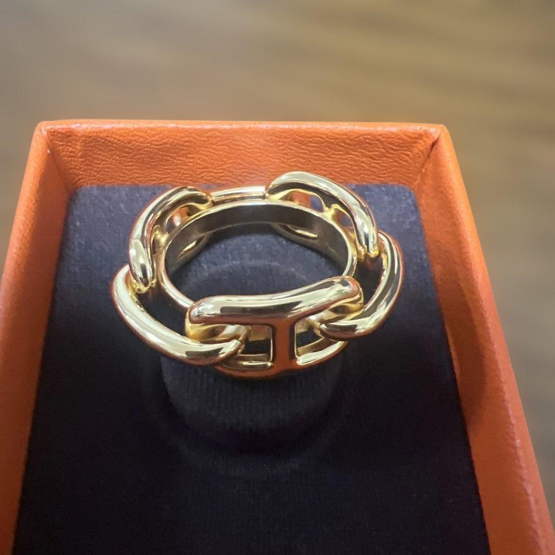 未使用級　エルメス　シェーヌダンクル　スカーフリング　　ゴールド　金