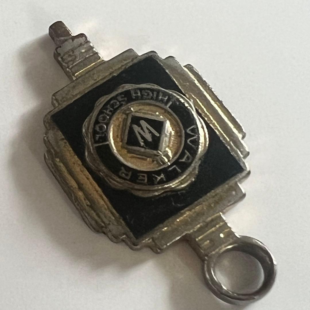 カレッジリング金ゴールド黒ネックレストップ社章ピンズ40sバッジ/バッヂ古着