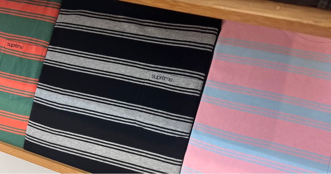 トップス Supreme Stripe Pocket L/S Top \"Green\"