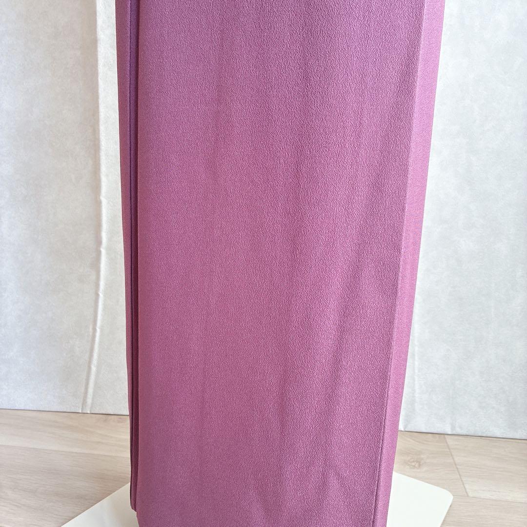 色無地　フルセット　着物　正絹　一つ紋　辻ヶ花の帯　赤紫　N5