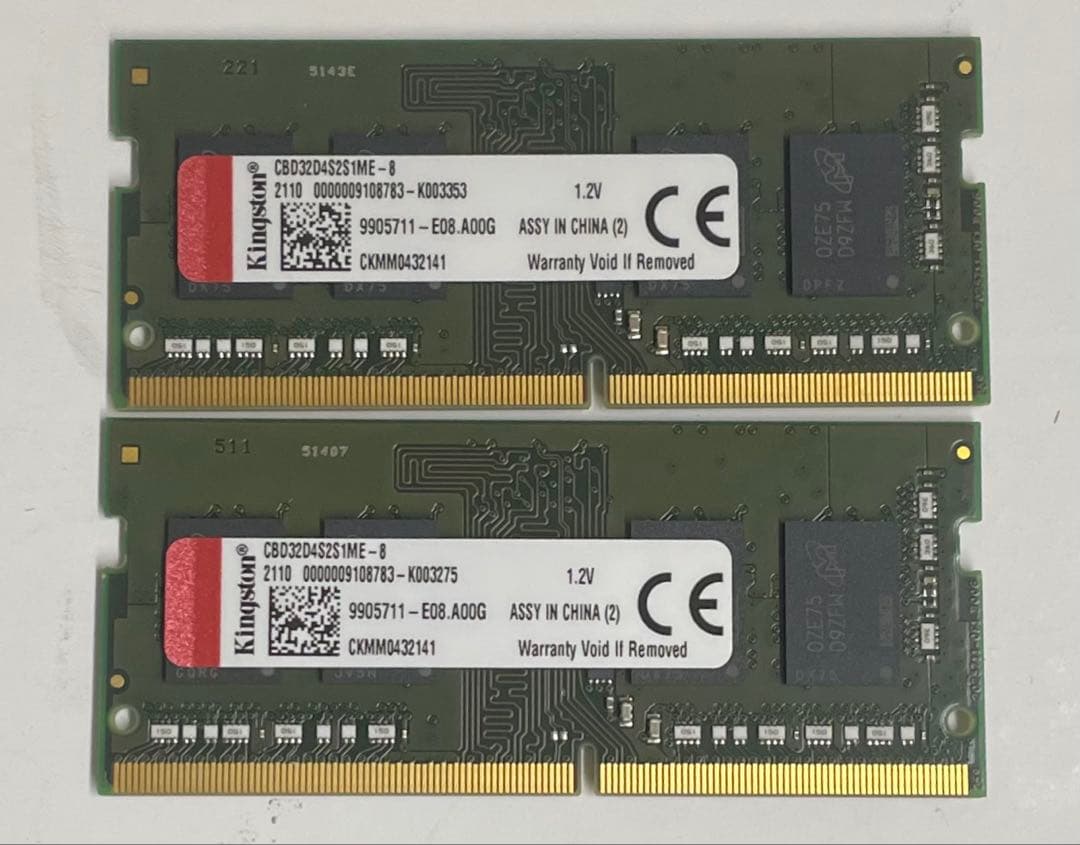 Kingston DDR4 3200 8GB 1.2V ノートPC用メモリ　2枚