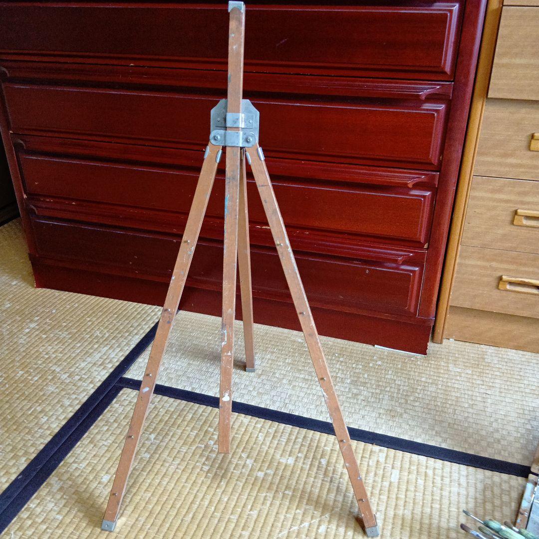 昭和レトロ 　古い昭和の木製 イーゼル　油絵の道具一式まとめ 出品