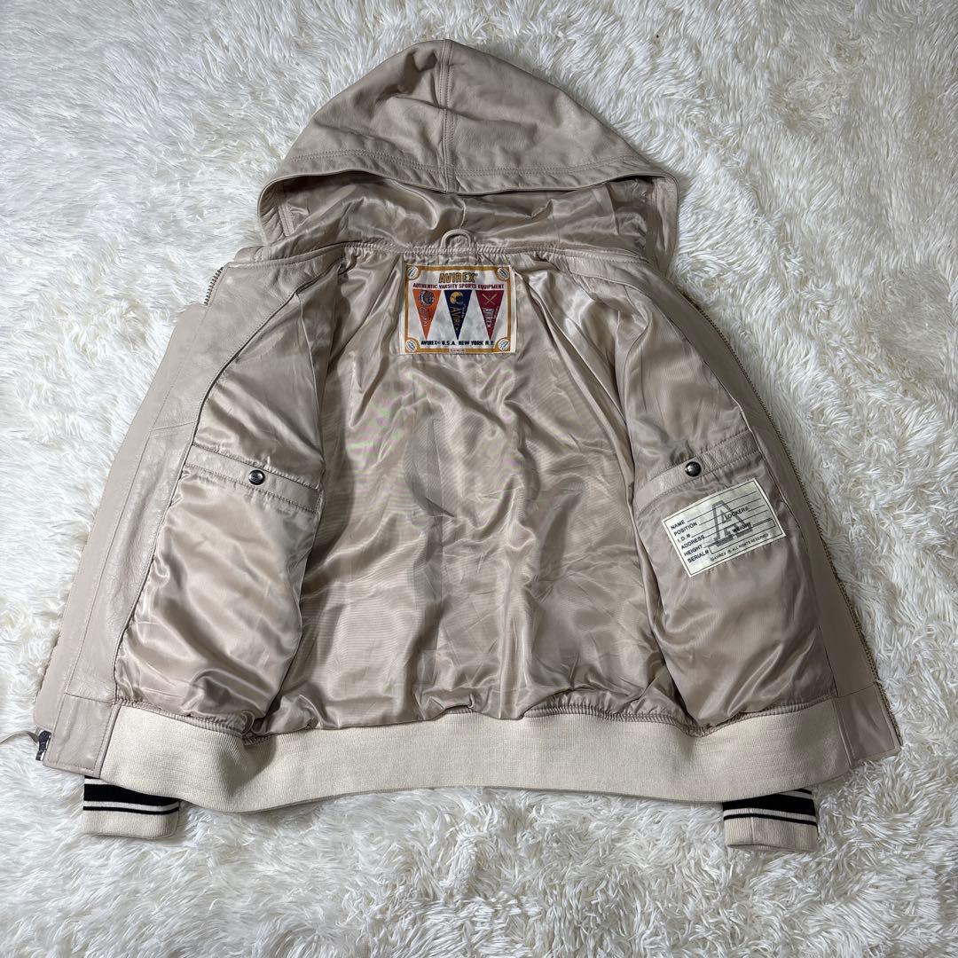 未使用級✨AVIREX アヴィレックス　フードシグネチャー　レザージャケット