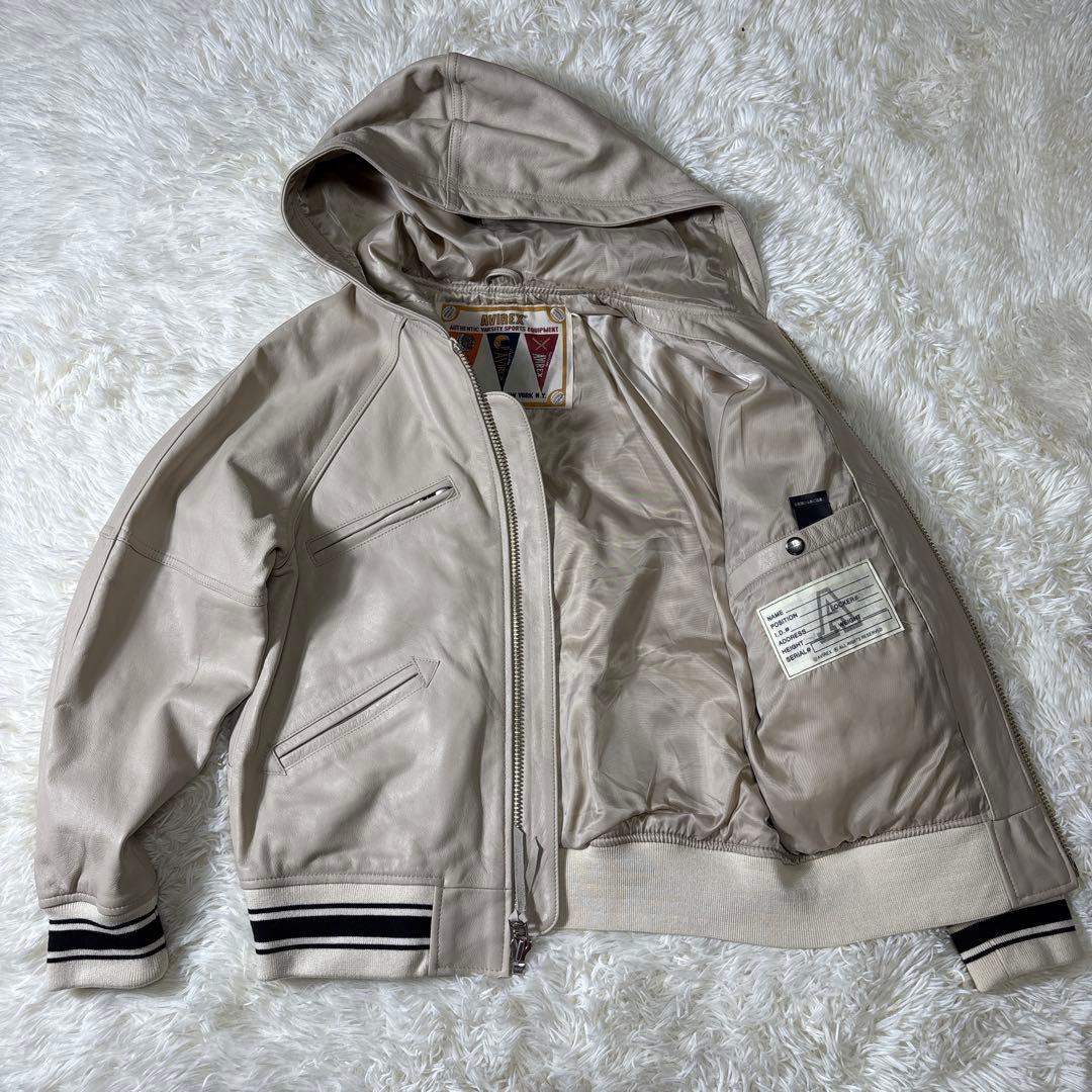 未使用級✨AVIREX アヴィレックス　フードシグネチャー　レザージャケット