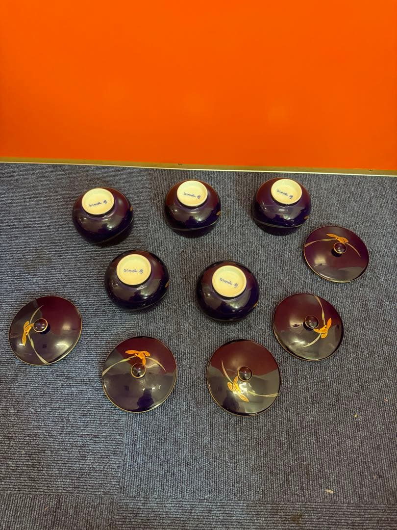 1958 香蘭社　金彩　湯呑蓋付　5客