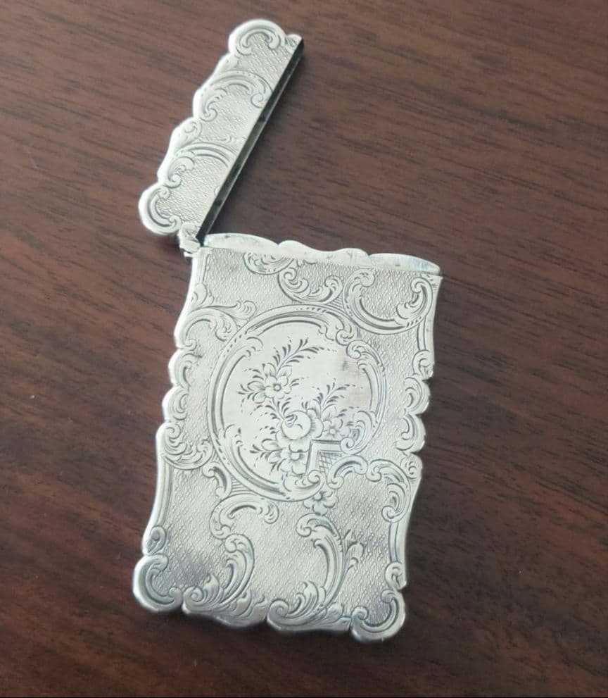 1854年 スターリングシルバー 銀製 カードケース アンティーク